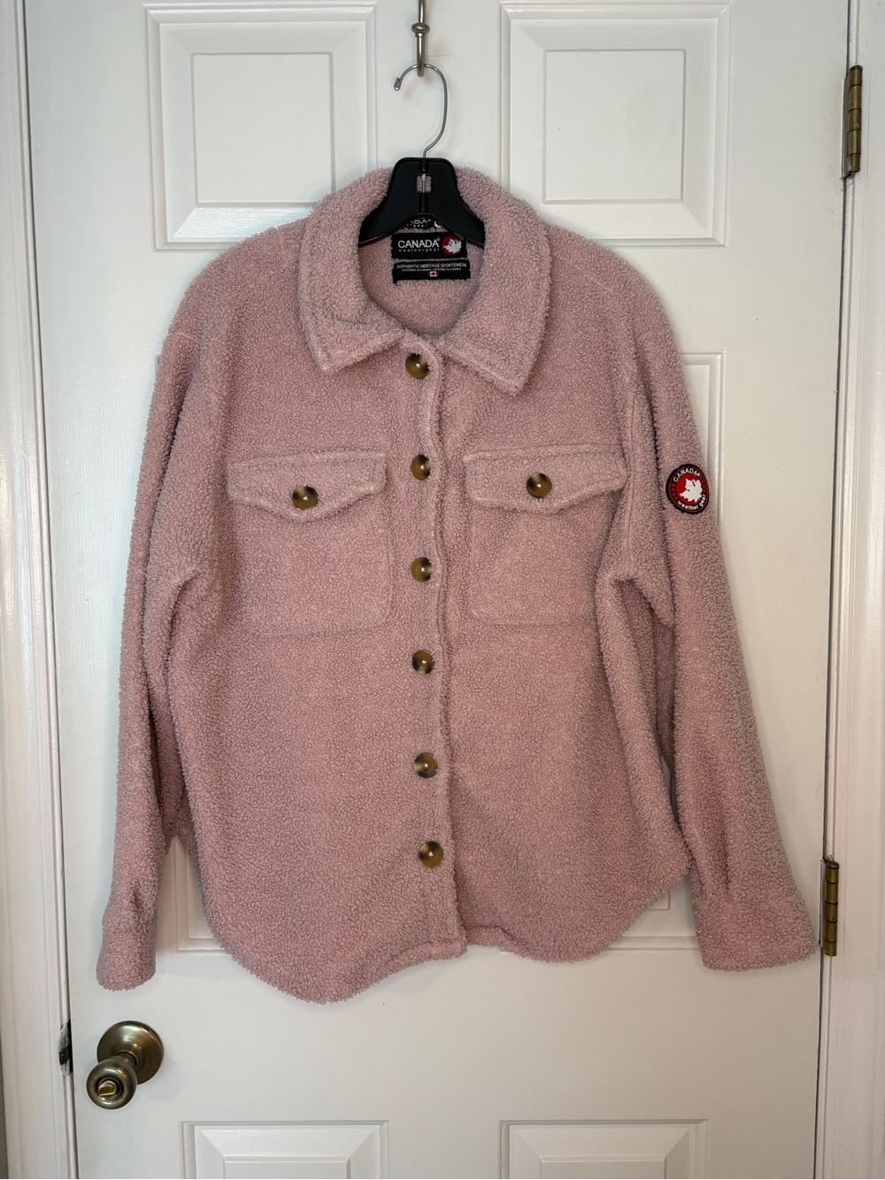 Cozy Pink Teddy Jacket with Chest Pockets
